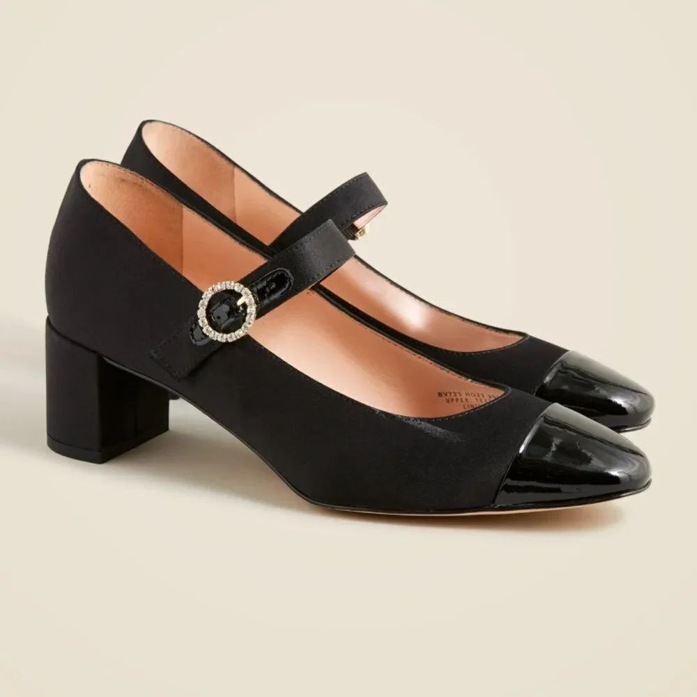 J.Crew Millie Mary Jane heels in satin and leather